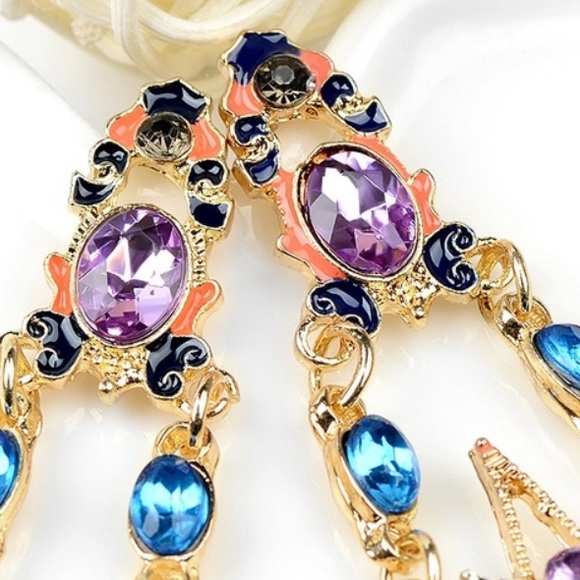 Boho Crystal Sun & Moon Drop Earrings - Picture 5 of 6